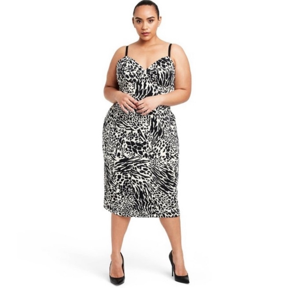 New Sergio Hudson x Target Black/White Animal Print Bustier Dress PLUS Size 4X